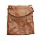 Camel leather bag with fold-over effect